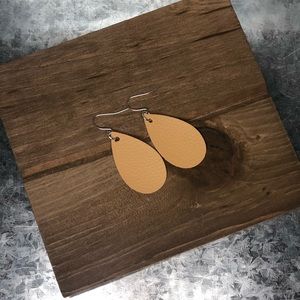 1.5” Tear Drop Faux Leather Earrings